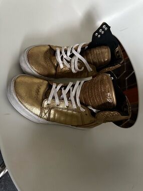 Metallic Gold High-Top Supra Sneakers